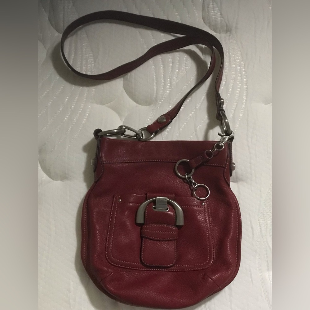 B Makowsky RED Leather Crossbody Bag